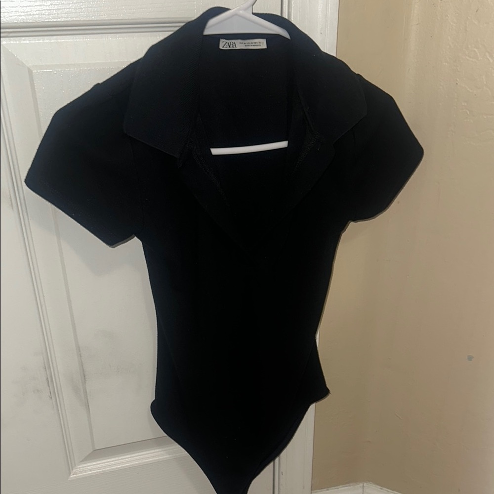 Zara collared black bodysuit